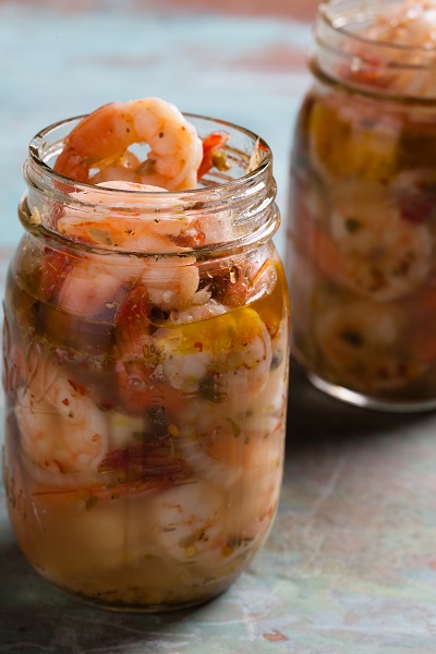 Pickled Shrimp in Mason Jars
